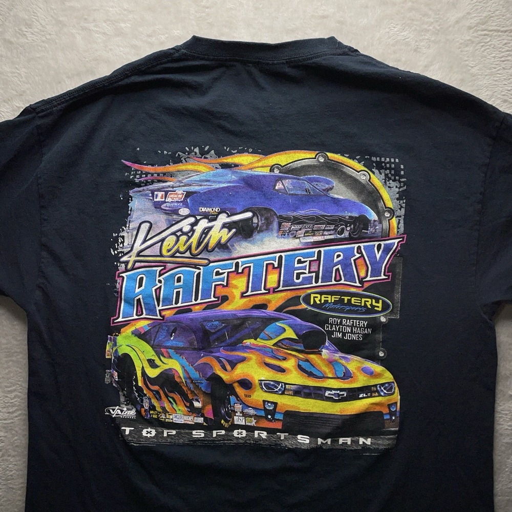 Vintage Y2K Raftery Motorsports Racing Shirt Mens XL Hot Rod Flame Graphic Tee - Picture 11 of 15